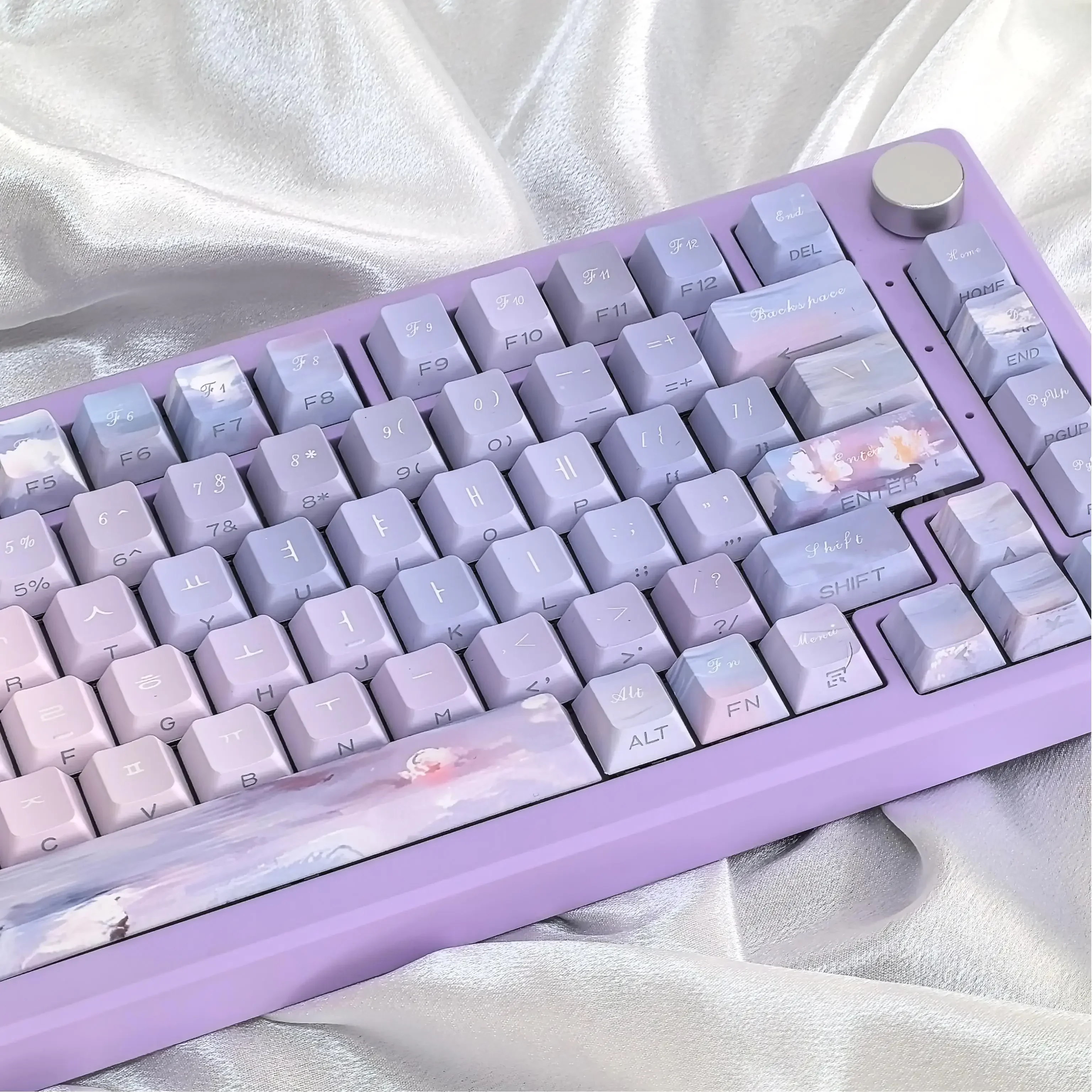 Cherry Profile Coreano Keycap Dreamy Luz Púrpura Lado Grabado Translúcido PBT Hangul Keycaps para Teclado Mecánico 한Disfrute - imagen 2