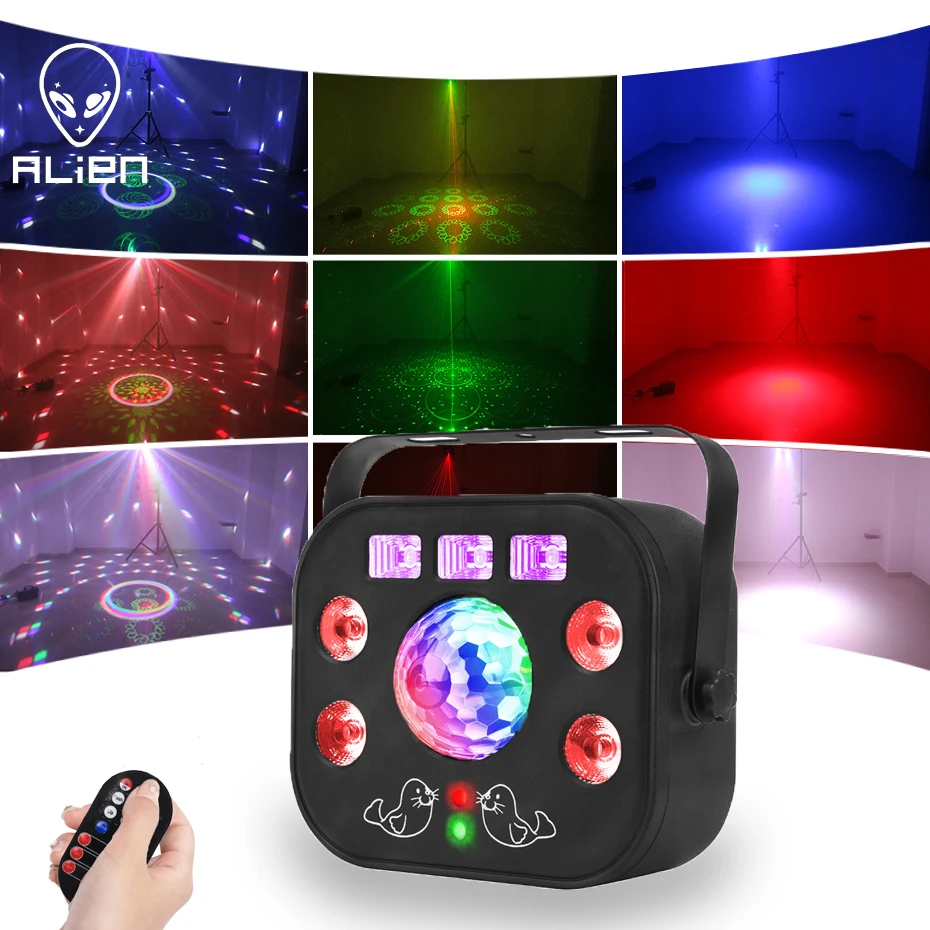 ALIEN-lámpara estroboscópica de luz negra UV para DJ, BOLA MÁGICA RGBW LED, 5 en 1, efecto de iluminación de escenario, fiesta de bodas - imagen 2