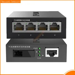 Transceptor de fibra óptica Gigabit de un solo modo, convertidor fotoeléctrico, TP-LINK/B, 3KM, 1SC + 4GE, 1000M, 1 par