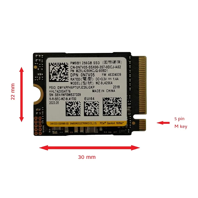 SAMSUNG M.2 2230 30mm NVMe PCIe Gen4 x4 TLC SSD PM9B1 para Thinkpad ProBook Latitude EliteBook Ideapad Inspiron - imagen 3