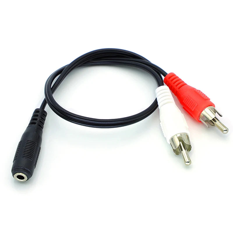 Conector de enchufe auxiliar de Audio 3,5 a a auriculares, Cable de música, conector hembra RCA de 3,5mm, Cable estéreo, enchufe Y, adaptador 2 macho de 0,3 M - imagen 2