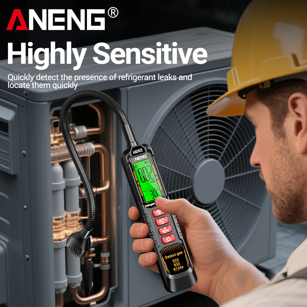 Probador de microfugas Freon 0-1000PPM medidor recargable tipo C ANENG HD02 sonda Flexible Detector de refrigerante de Gas herramienta R22 R23 R134a - imagen 4