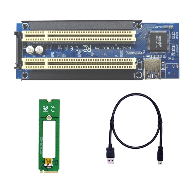 Convertidor de adaptador de alta eficiencia PCI E/NVME/Mini PCIE a PCI, tarjeta elevadora Dual PCI con Cable USB 3,0 para PC de escritorio, Chip ASM1083 - imagen 4