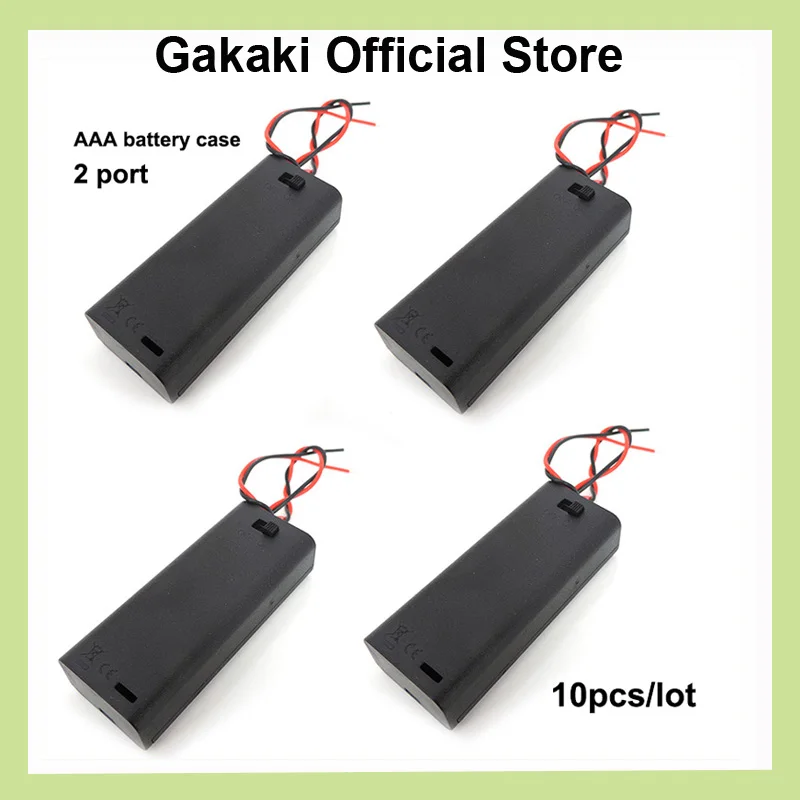 10 Uds. Caja porta baterías AAA de 2 ranuras y 2 puertos con cables con cubierta de interruptor de encendido/apagado contenedor de batería estándar - imagen 3