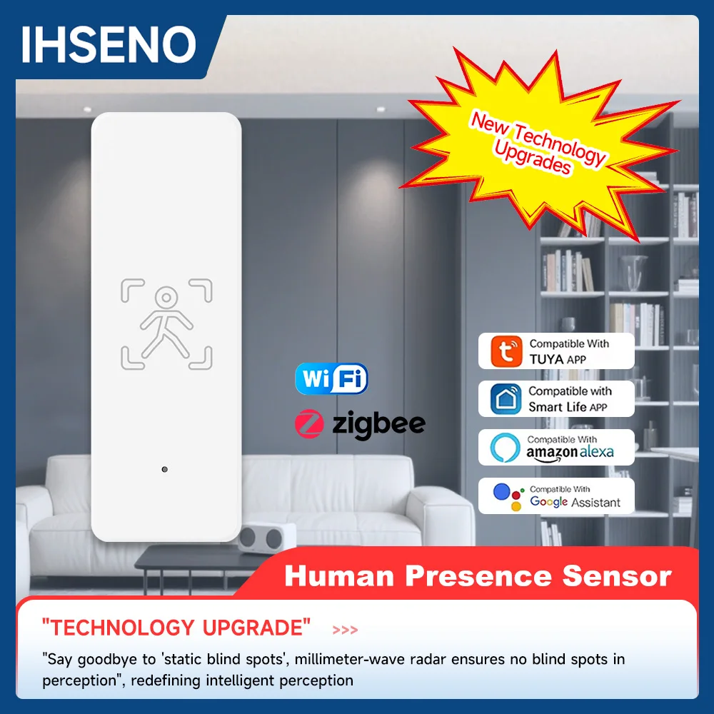 IHSENO Tuya ZigBee Sensor de presencia humana WiFi Sensor de movimiento 24G detección de Radar aplicación remota Control protección de seguridad - imagen 2