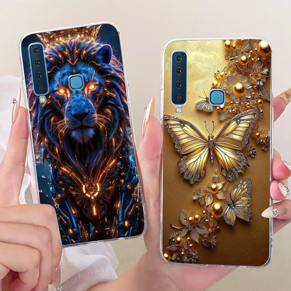Para Samsung Galaxy A9 2018 funda SM-A920F nuevas flores mariposa cubierta pintada suave funda de teléfono delgada para Samsung A7 2018 A750F bolsas - imagen 3