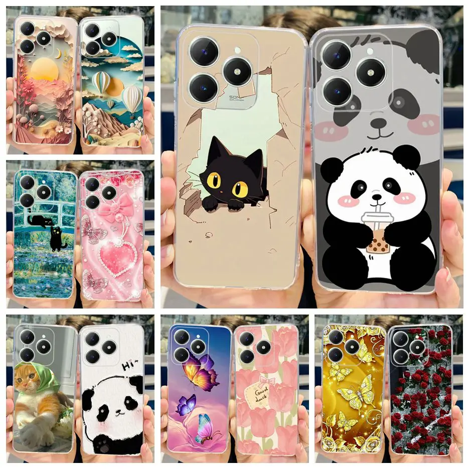 Funda de teléfono para Realme C61 RMX3939, carcasa delgada y suave con dibujos de Panda, para Realme C63 C 61 RealmeC61 RealmeC63