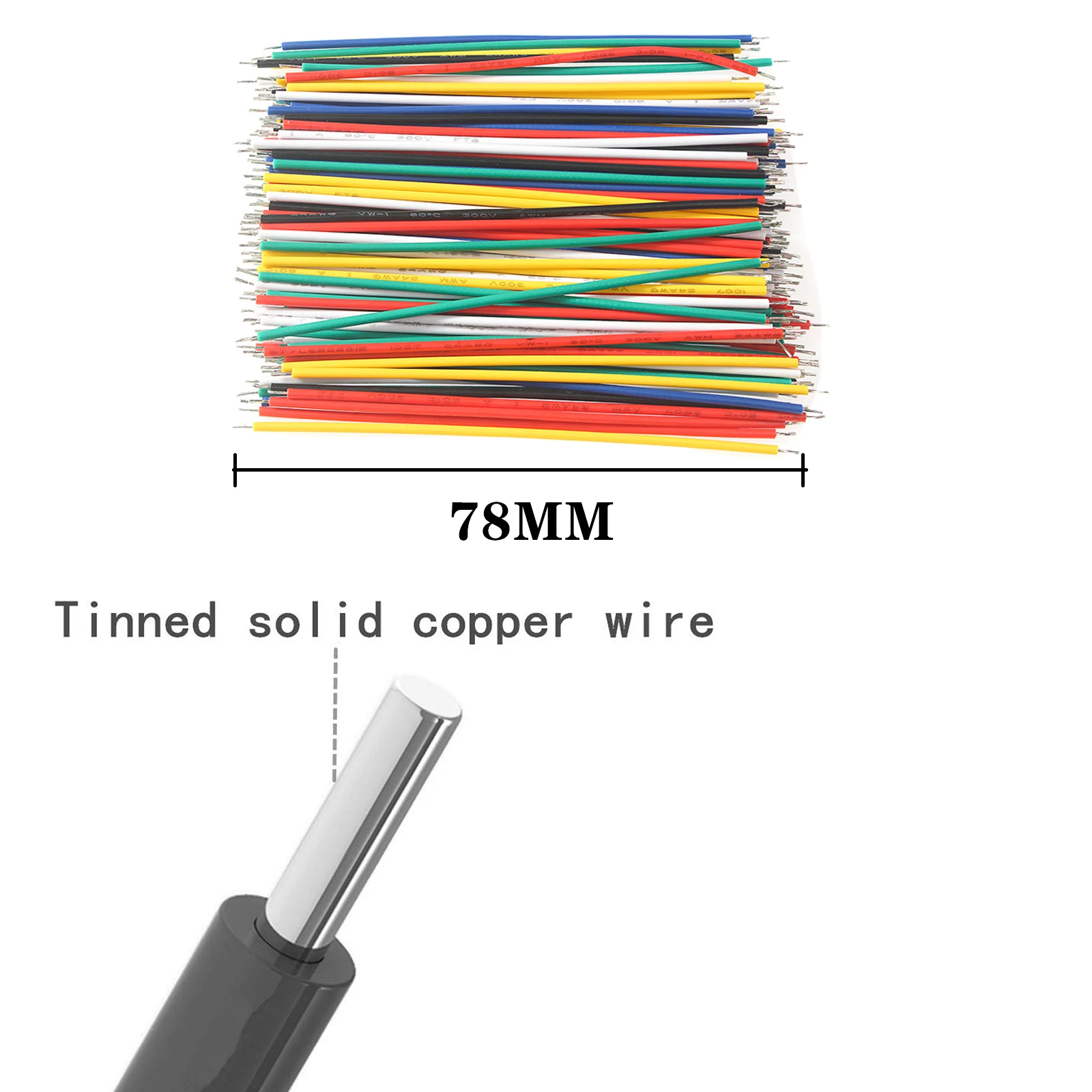 100/120 Uds 24 AWG Cable de puente electrónico de cobre estañado para PCB y Cable de placa de pruebas 78mm 6 colores - imagen 2