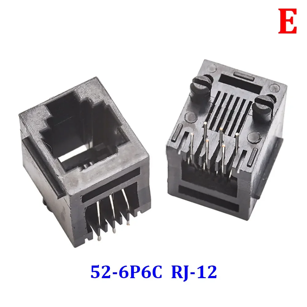 10 Uds RJ11 RJ45 enchufe 52-4P4C 6P2C 6P4C 6P6C 8P8C asiento RJ12 conector de teléfono hembra 6 núcleos cabeza de cristal 180 grados Vertical - imagen 5