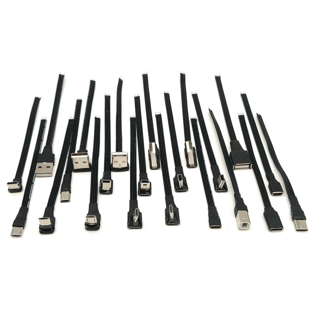 DIY Mini USB 2,0 macho línea de extensión carga transmisión de datos enchufe conector hembra 4 pines 5 pines 10CM Cable curva - imagen 5