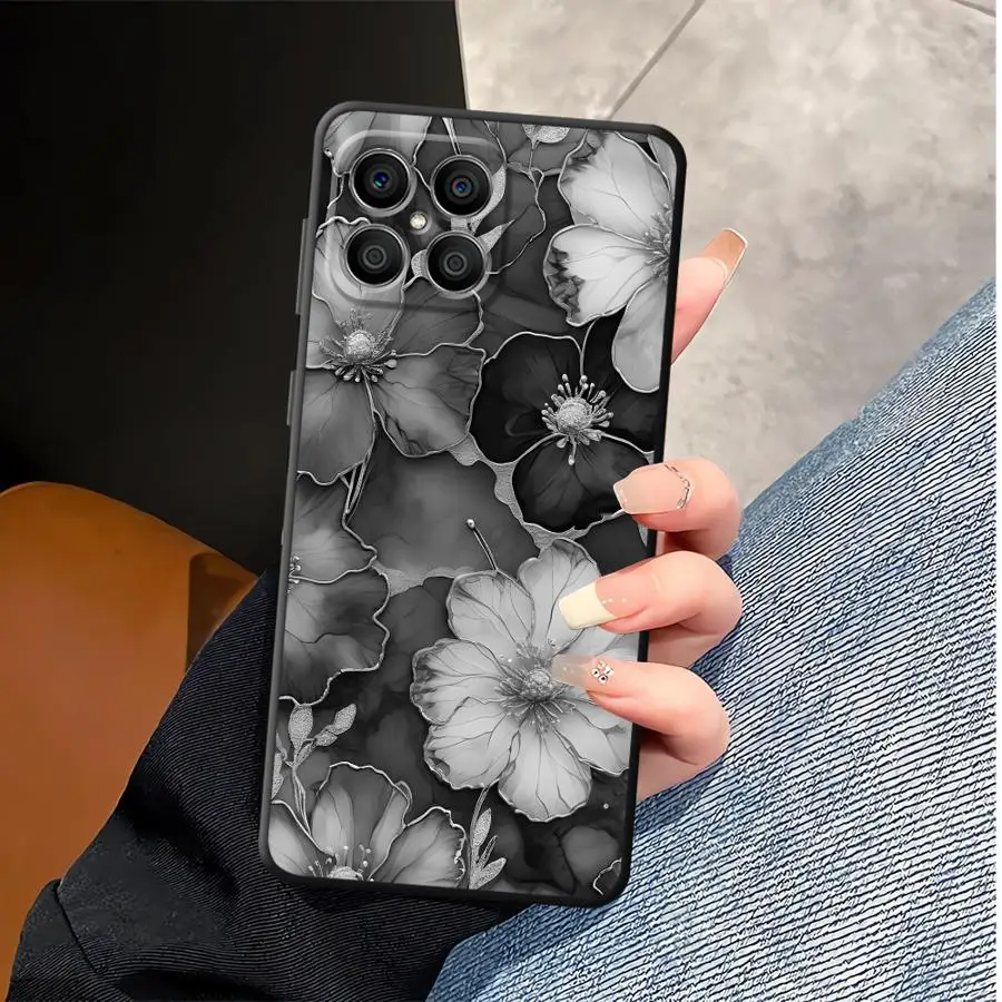 Funda para Teléfono con Diseño de Flores en Tinta para Honor X6 X5b Magic5Lite 8X 90 X7 X8 X9a 200 400 Lite 70