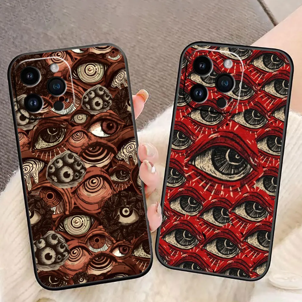 Funda de teléfono con cubierta facial de ojo rojo aterrador de la suerte para iphone Apple 16E 16 15 14 13 12 11 Pro XS Max X SE 8 7 Plus Funda de silicona - imagen 2