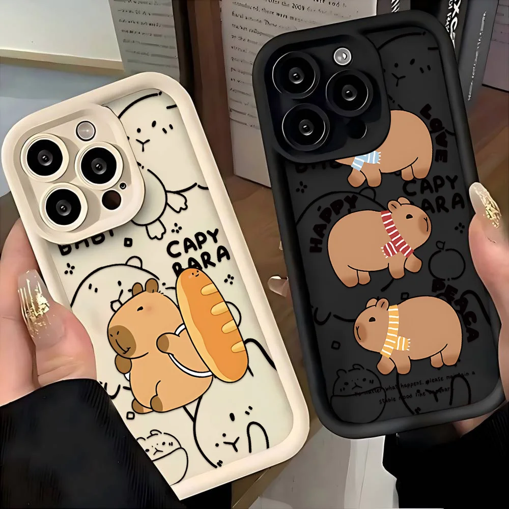 Nueva funda de teléfono bonita Capybaras para IPhone 17 16e 16 15 14 13 12 11 Air Pro Max Mini XR XS X 7 8 6 6s Plus, funda trasera suave de TPU
