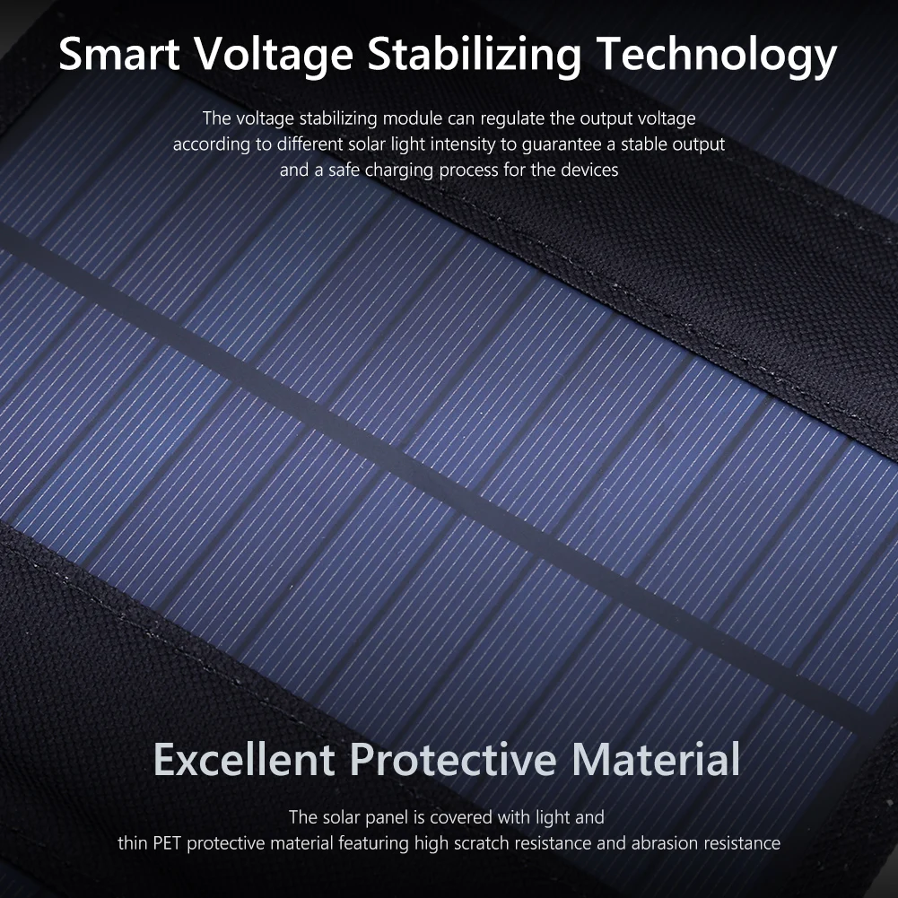 Cargador de Panel Solar USB Dual, paneles solares plegables impermeables para exteriores, a prueba de arañazos con 2 hebillas de 30/40/50W para banco de energía de teléfono - imagen 5