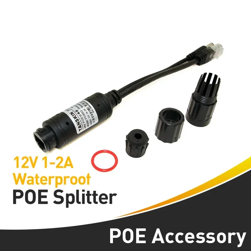 Alimentación a través de Ethernet para cámara IP con estándar IEEE 802.3af, divisor PoE impermeable de 10/100M, salida 12V1A, conector de 5,5x2,1 mm - imagen 2