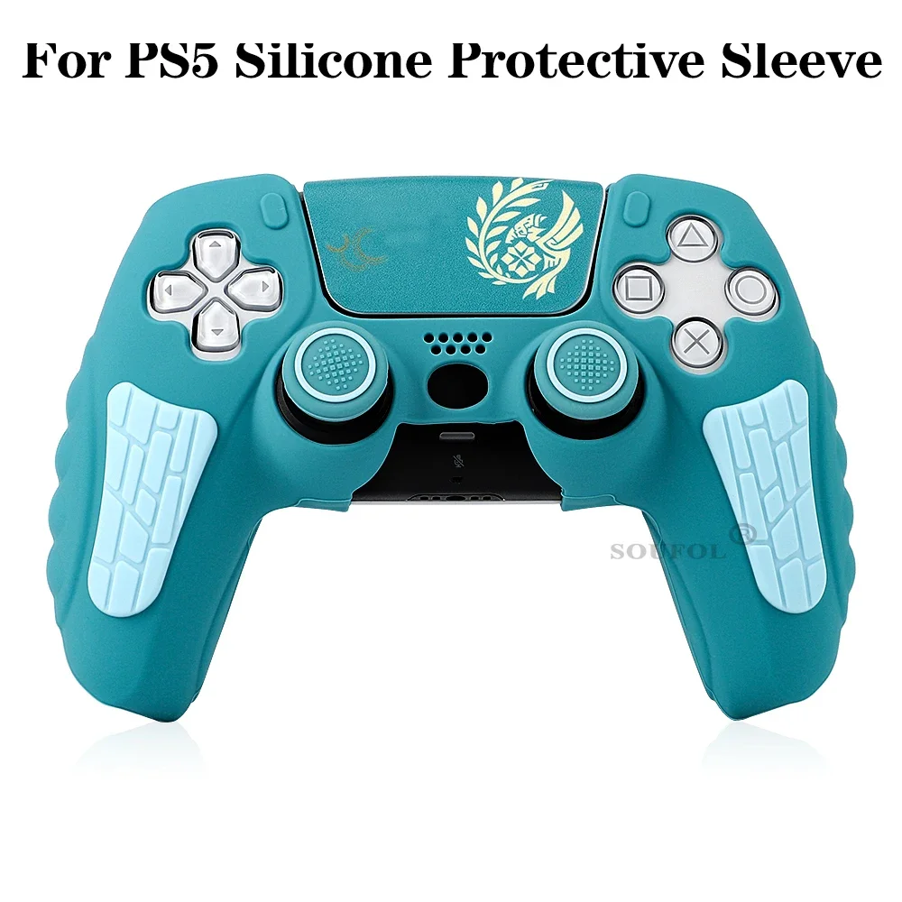 Limied para controlador de PS5, funda de silicona antideslizante para controlador de PS5 con tapas de agarre para pulgar, pegatina de pantalla táctil