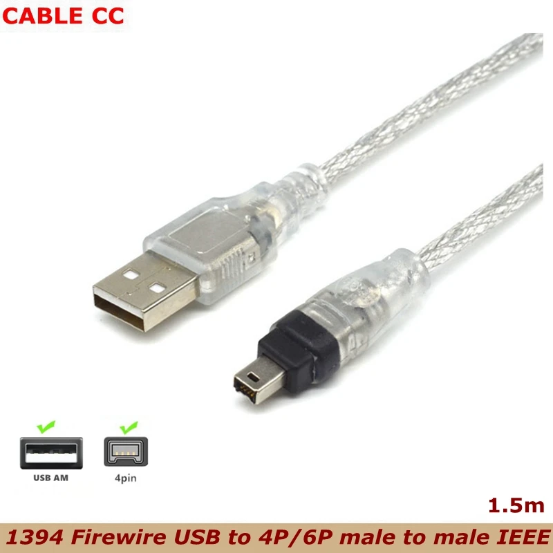 Cable adaptador USB macho a Firewire IEEE 1394, 4 pines, macho, iLink, firewire 1394, para cámara SONY DCR-TRV75E DV, 1m