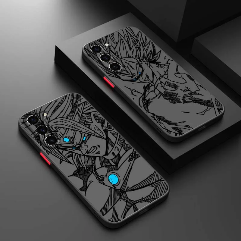 D-Dragon Ball Goku Vegeta Art Cover para Samsung Galaxy S25 S24 S23 S22 FE Plus Ultra 5G funda de teléfono translúcida esmerilada