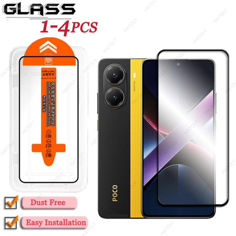 Protector de pantalla de vidrio para Xiaomi Redmi Turbo 4, película protectora de borde negro para Poco X7 Pro, fácil instalación, sin polvo, 4 unidades - imagen 3