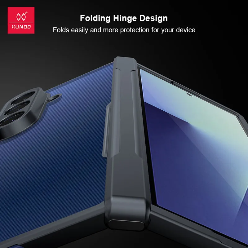 Para Samsung Galaxy Z Fold 7 funda XUNDD Airbags anticaída patrón láser acrílico duro + cubierta de teléfono plegable con bisagras de vidrio - imagen 2