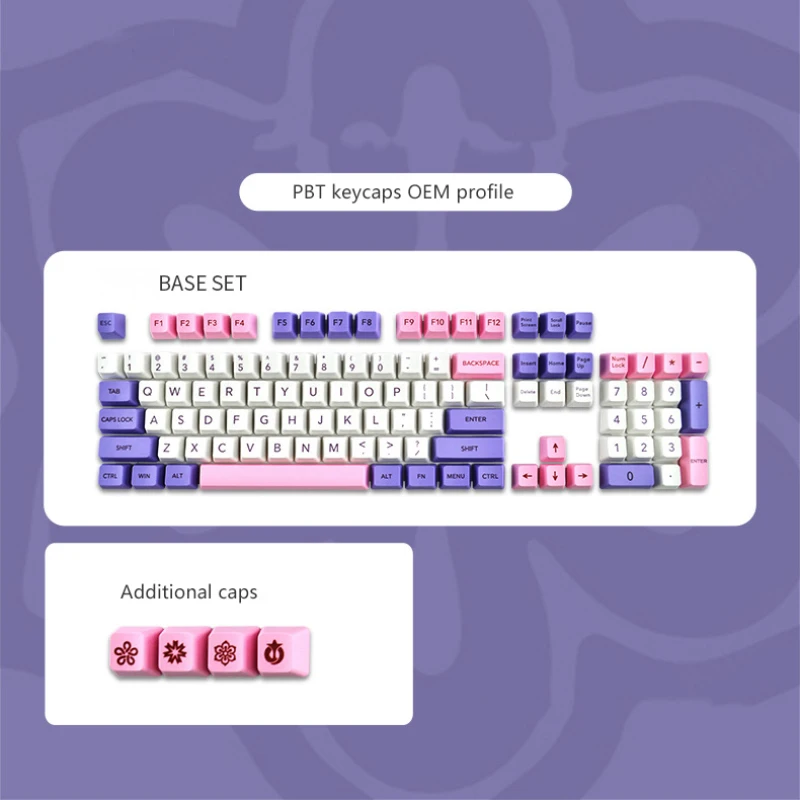 Tapa de tecla PBT, sublimación térmica, Color rosa, 104 teclas, Impresión de transferencia térmica, teclas de teclado mecánico