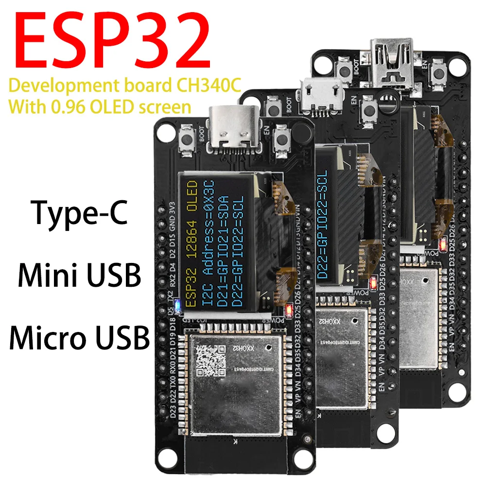 Placa de desarrollo ESP32 ESP-32D CH340C WIFI Bluetooth placa de desarrollo con 0,96 OLED adecuado para Arduino