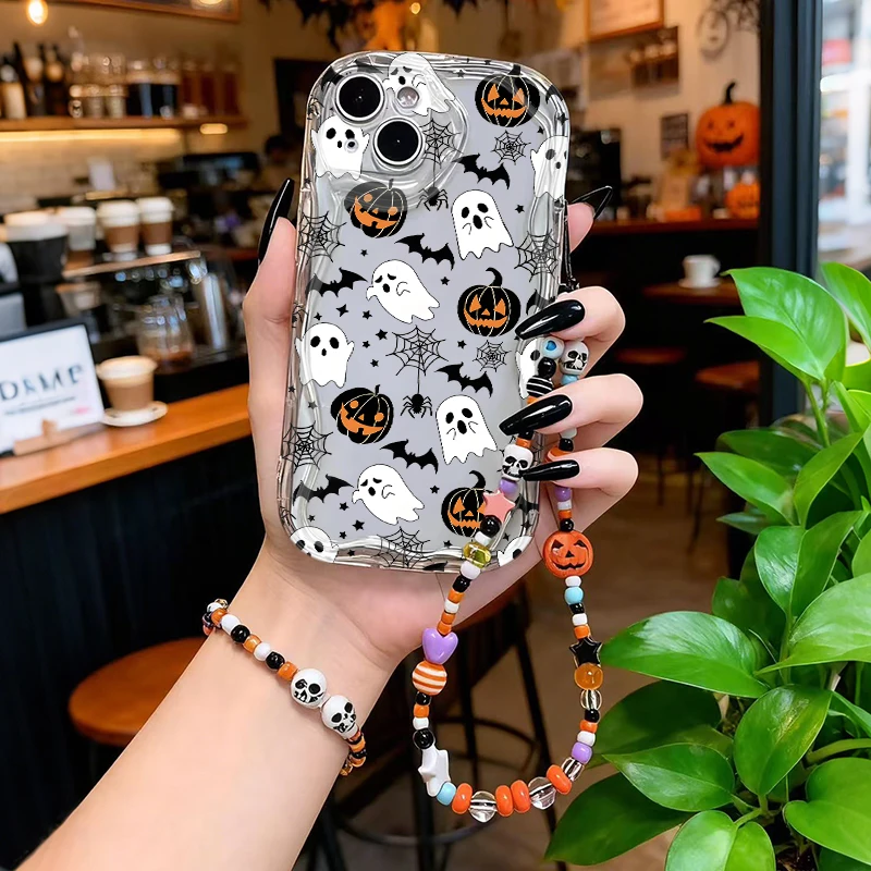Funda con cadena de Halloween de fantasma de calabaza para Realme 15 14 Pro Plus 13 12 12X C71 C67 8i 8 C15 C12 C25 C25S C11 11 5G 7 6 Pro 9i - imagen 4