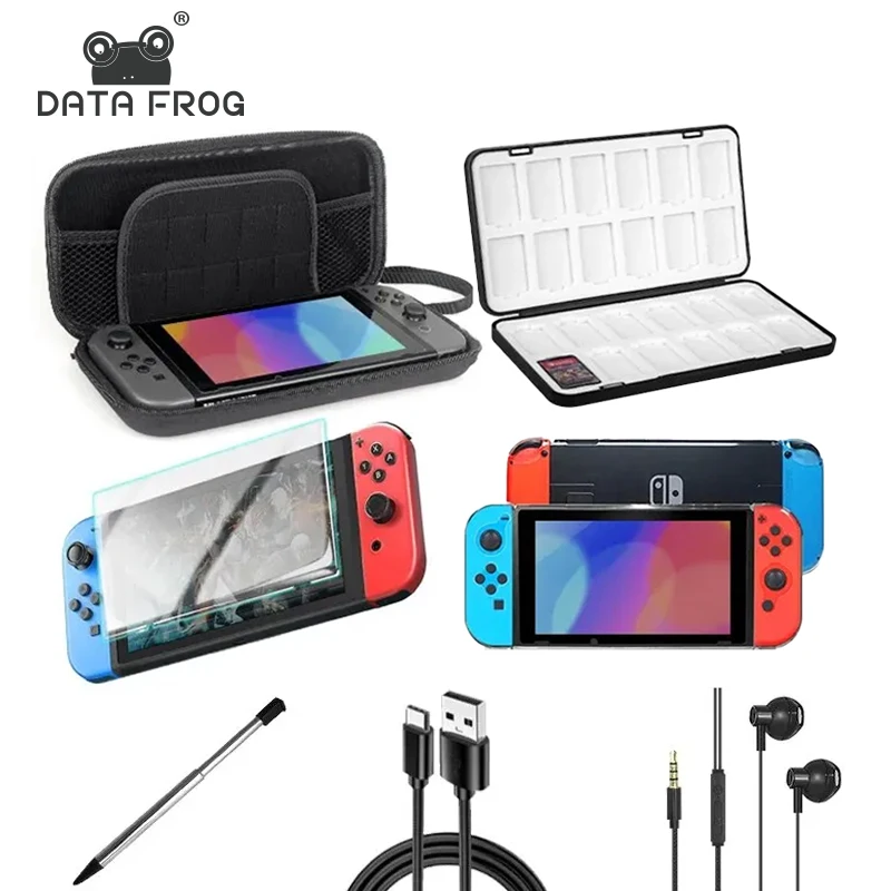 Funda protectora para Nintendo Switch, Kit de accesorios para Nintendo Switch con estuche de transporte de viaje, Protector de pantalla