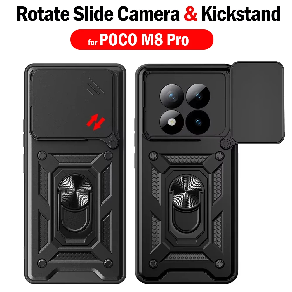 Funda Protectora para Xiaomi POCO M8 Pro 5G, con Anillo de Soporte, Protección de Cámara Deslizante, Resistente a Golpes - imagen 2