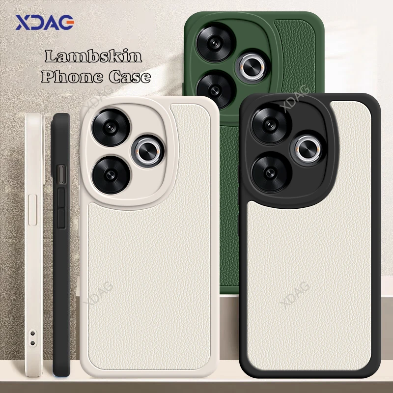 Funda de teléfono cuadrada de piel de cordero para Xiaomi Redmi Turbo 3, Turbo3, 5G, alta calidad, suave, Original, protección de lente, accesorios de cubierta trasera - imagen 5