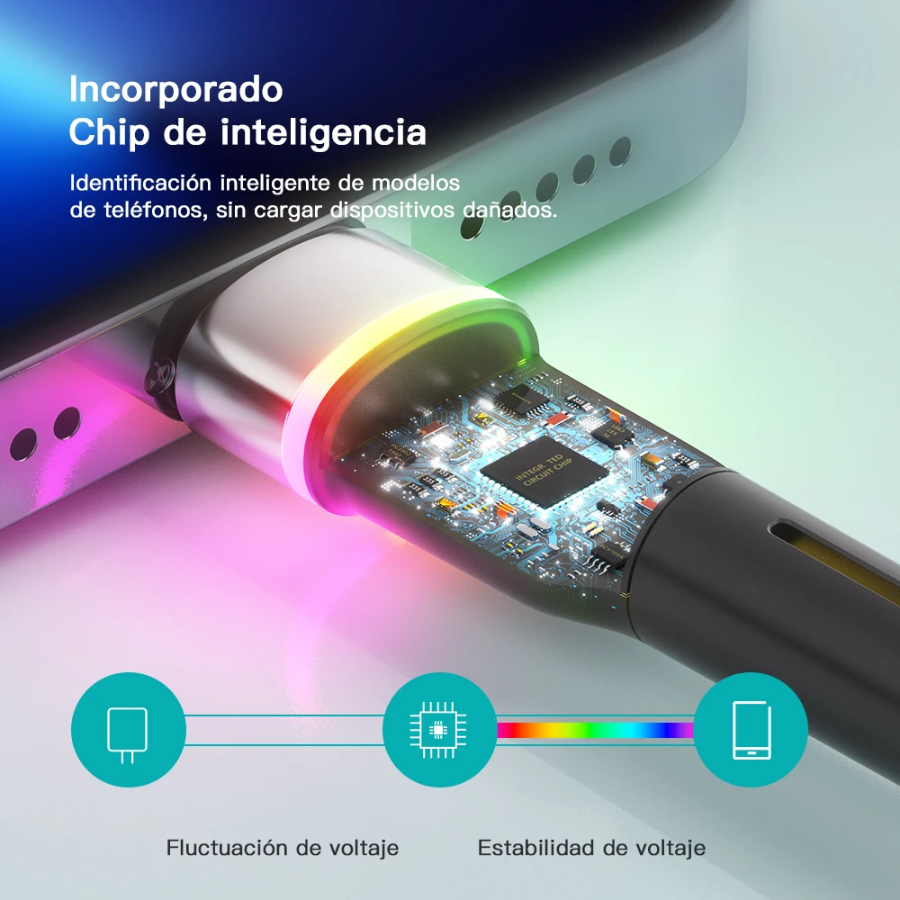 Essager LED USB Cable iPhone 13 12 11 Pro Max 2.4A Fast Charger - imagen 5