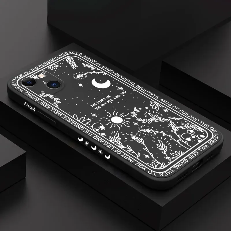 Funda de teléfono de silicona suave y estrella de luna fresca para iPhone 11 12 13 14 15 16 Pro Max Plus XS X XR SE 2020 8 7 Plus cubierta a prueba de golpes - imagen 3