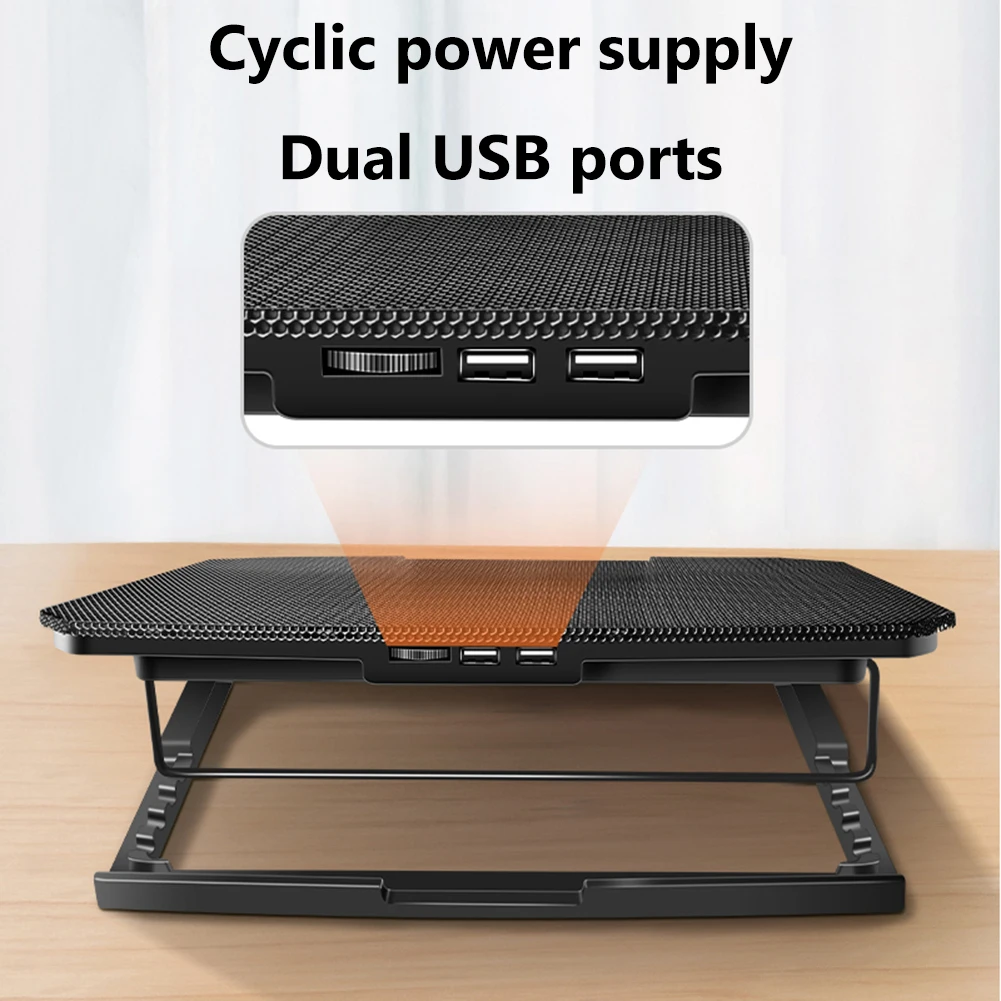 Enfriador de ordenador portátil para juegos de 16 pulgadas con 8 ventiladores silenciosos, soporte para Notebook, puerto USB Dual, almohadilla de refrigeración plegable para Notebook/teléfonos/MESA - imagen 5