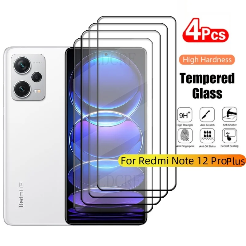 1-4 Uds para Redmi Note 12 Pro Plus vidrio Redmi Note 12 Pro Plus Protector de pantalla de cubierta completa de vidrio Xiaomi Redmi Note 12 Pro Plus - imagen 2