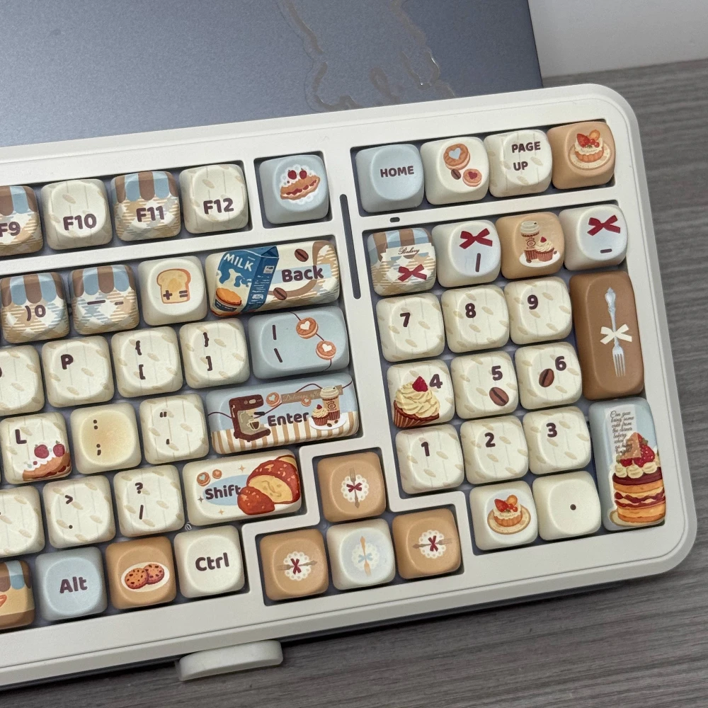Juego de teclas con tema de casa para asar café, perfil de cereza SOA, teclas pintadas a mano, bonitas teclas para teclado mecánico, 131 teclas - imagen 4