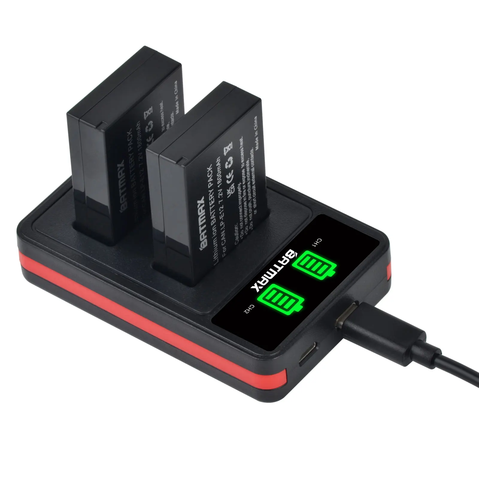 Batmax LP-E12 batería LPE12 + nuevo cargador Dual USB LED con puerto tipo C para Canon EOS M50, EOS M100,100D Kiss X7 Rebel SL1 - imagen 5