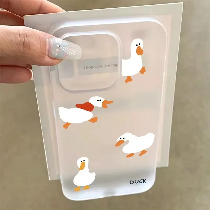 Funda de teléfono translúcida mate Quack de pato súper bonito para iPhone 17 16 15 14 13 12 11 Pro Air 16E X XR XSMax 7 8 Plus SE Mini