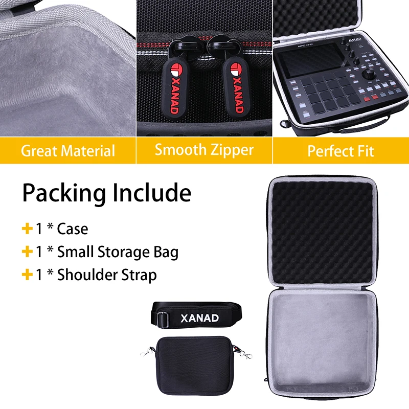 XANAD Estuche rígido de EVA para Akai Professional MPC One Bolsa de almacenamiento de transporte protectora con correa de hombro externa - imagen 2
