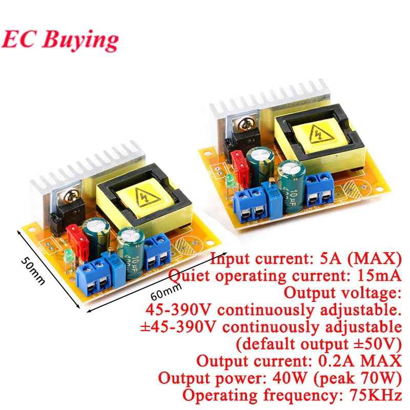 Condensador ZVS ajustable, placa convertidora de refuerzo de alto voltaje, DC-DC de 8-32V a 45 ~ 390V/DC de 8-32V a ± 45V-390V, módulo elevador, fusible 5A