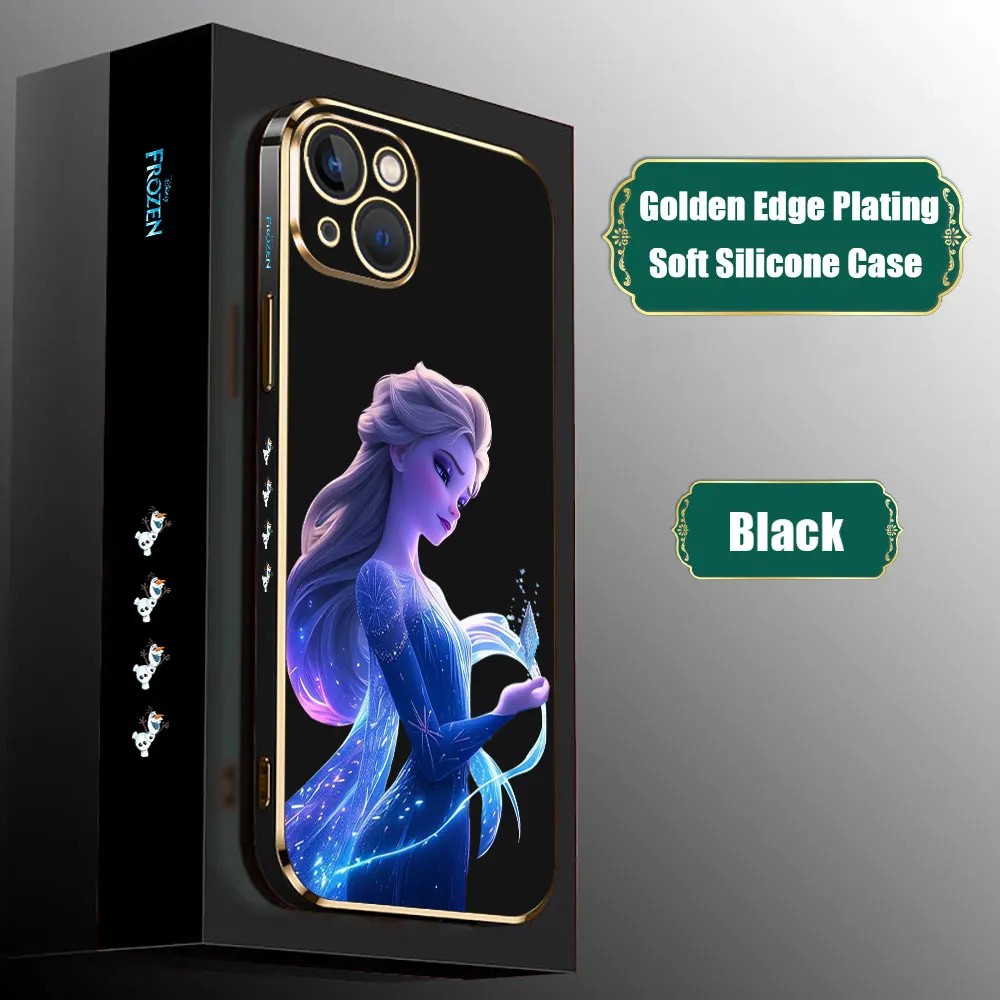 Funda de princesa Elsa de Frozen de Disney para iPhone, 15, 14 Pro Max, 13, 12 Mini, 11, 7, 8 Pro, XSMax, X, XR, SE, Funda de teléfono chapada de lujo - imagen 3