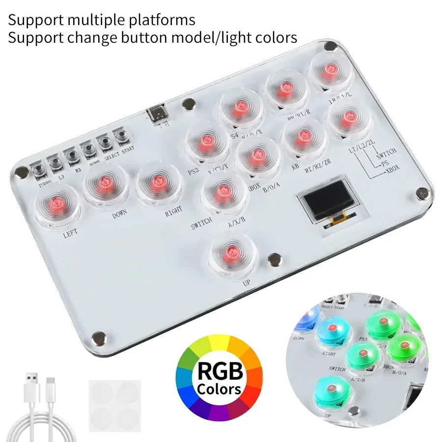 Teclado Arcade Fightstick de 12 teclas con todos los botones, controlador sin palanca Hitbox, palos de lucha personalizados para teclado RGB PS4/PS3/Switch/PC - imagen 3