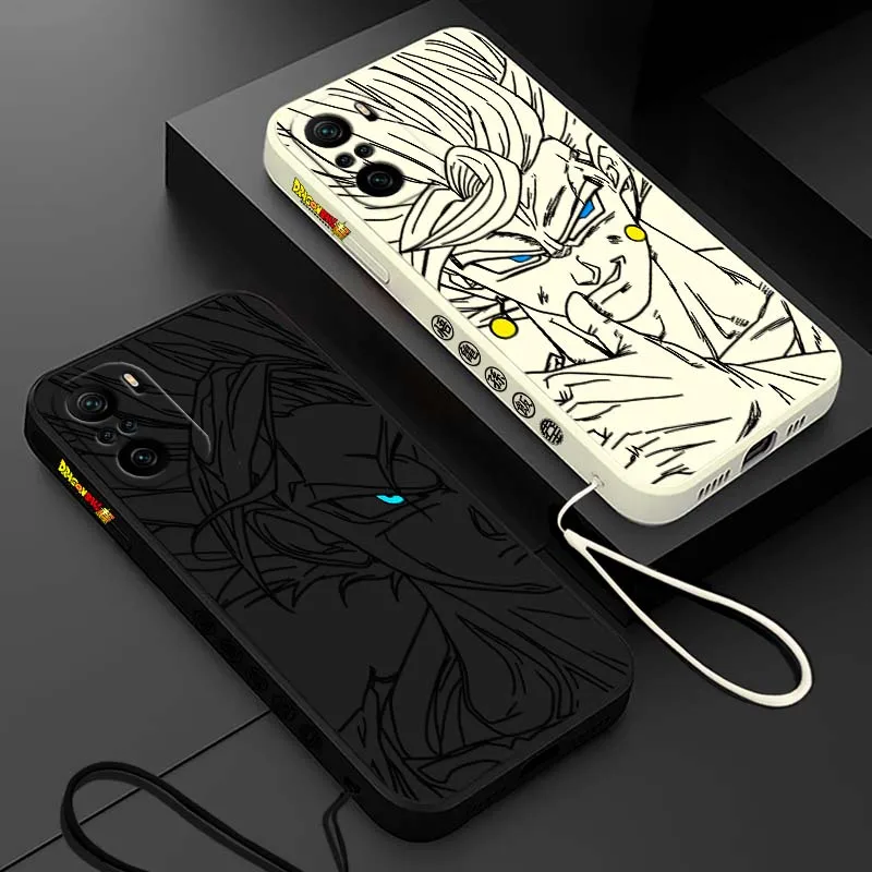 D-Dragon Ball Goku Anime Cool funda para Xiaomi Redmi Note 14 13 12 11 10 9 8 Pro Plus 4G 5G funda de teléfono con cuerda izquierda líquida