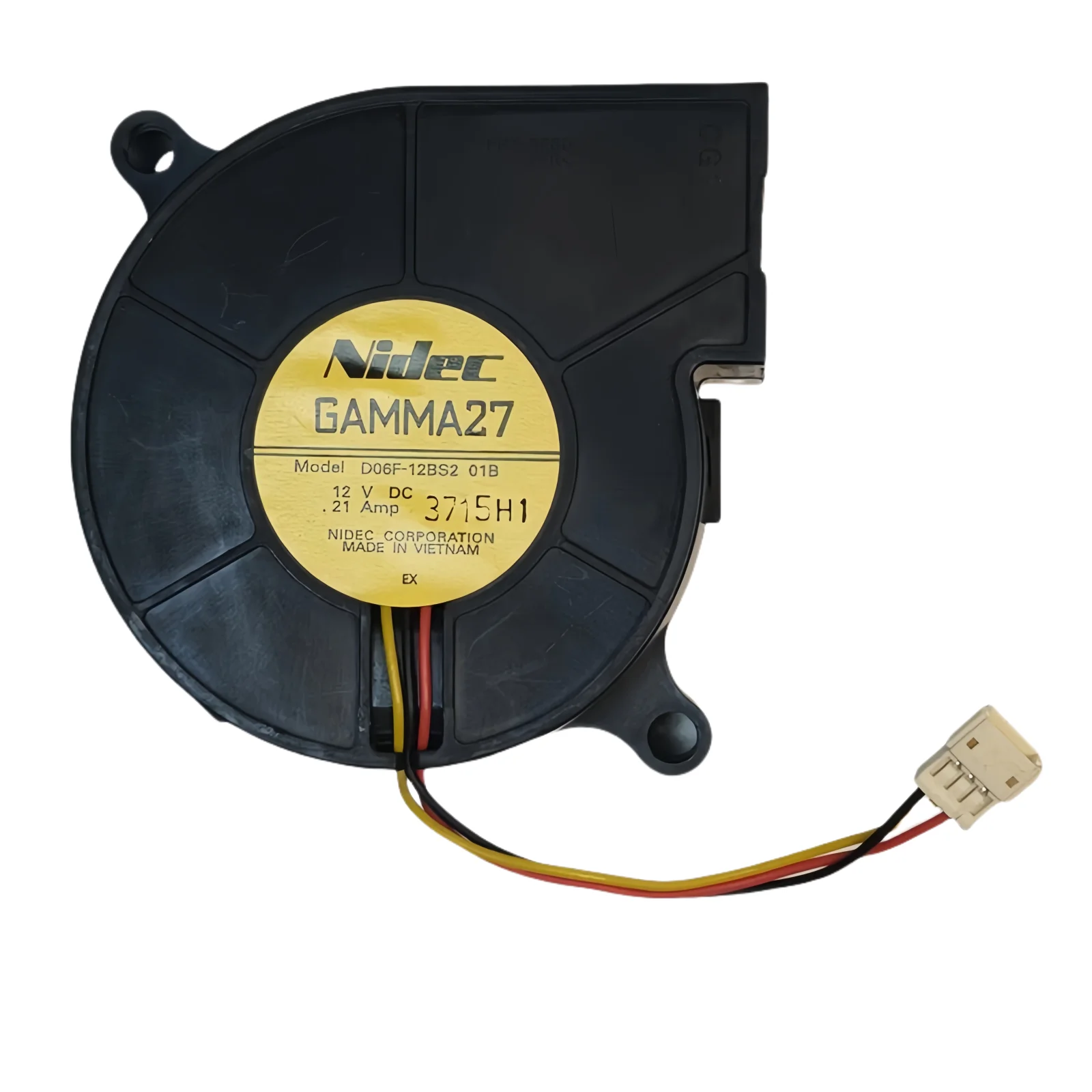 6025 D06F-12BS2 01B Ventilador centrífugo de 60x60x25 mm - Ventilador de enfriamiento de alta velocidad de 12 V 0,21 A 4600 RPM para proyectores, electrónica - imagen 3