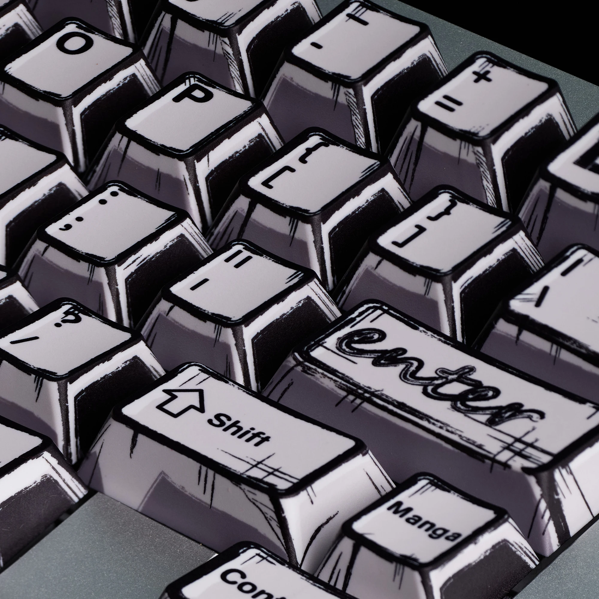 TUT MANGA Dye Sub Keycap Set perfil grueso PBT Cherry para teclado 87 tkl 104 ansi xd64 bm60 xd68 BM65 estilo cómico de dibujos animados - imagen 4