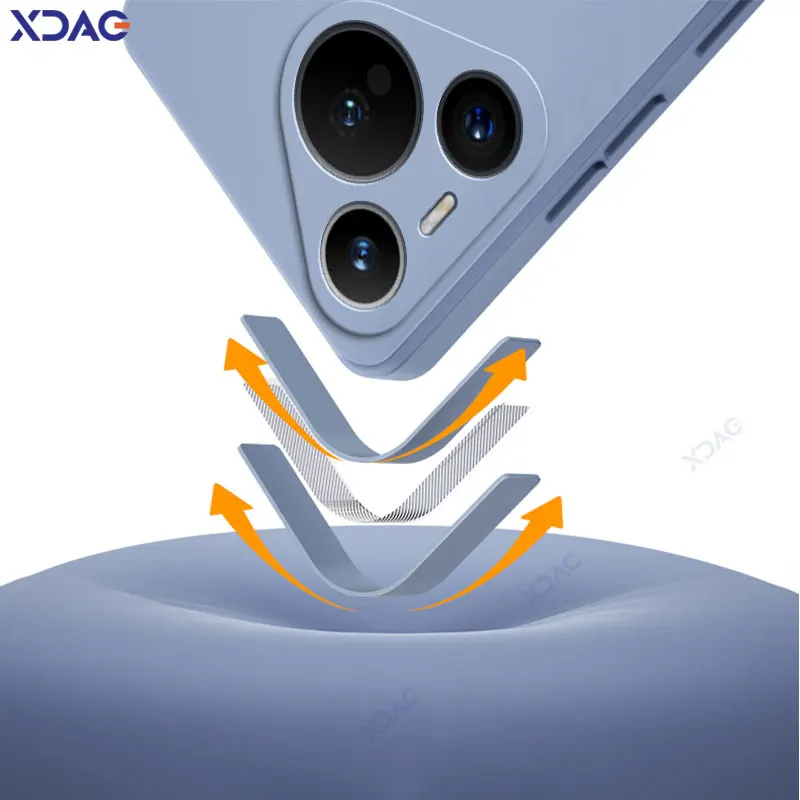 Funda de teléfono de silicona líquida cuadrada de lujo para Huawei Pura 70 Pura70 5G 360 funda protectora HuaweiP70 P70 funda suave de doble revestimiento - imagen 4