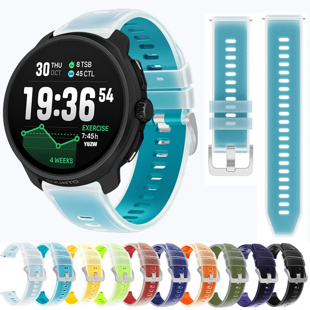 Correa de silicona de dos tonos de 22mm para Suunto RACE 2 S/Run/Ocean/Correa de reloj inteligente Vertical para pulseras Suunto 5 9 Peak Pro