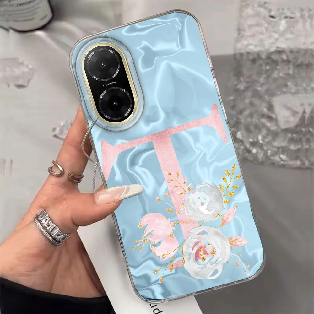 Funda de teléfono a prueba de golpes con letras y flores de A-Z para Xiaomi, Redmi Note 12, 10, 8, 9, Pro, 10S, 9s, color rosa y azul - imagen 5