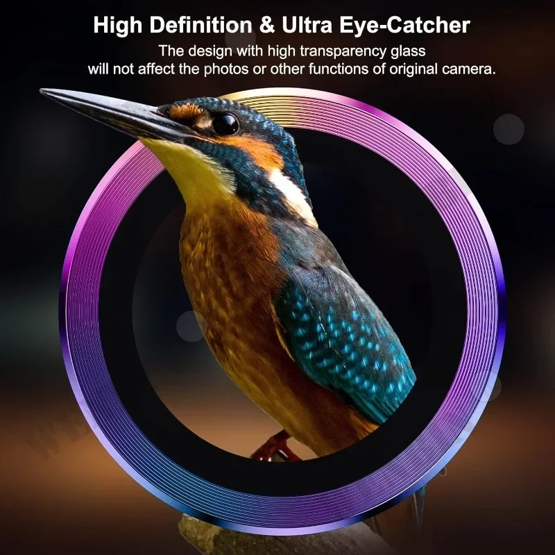 Protector de lente de cámara para iPhone, vidrio Protector de Metal de diamante para iPhone 15 Pro Max 14 13 12 11 Pro Max Plus Mini, 2 piezas - imagen 3