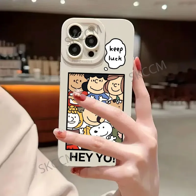 Funda de silicona suave con correa de mano para iPhone, carcasa bonita de Anime con Snoopys para iPhone 16, 15, 14, 13, 12, 11 Pro Max, Mini, X, XR, XSMAX, 8, 7 Plus - imagen 4