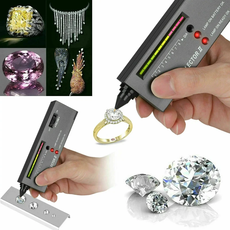 Probador de diamantes, bolígrafo probador de diamantes de alta precisión, joyería, Kit Selector de diamantes profesional + batería + lupa 60x + pinzas - imagen 5